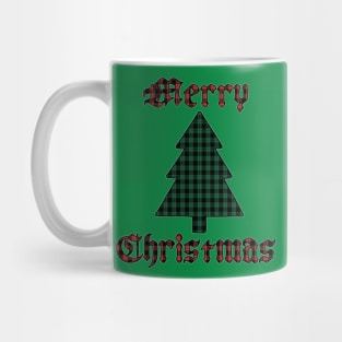 Merry Christmas Tree Plaid (Small Design) Mug